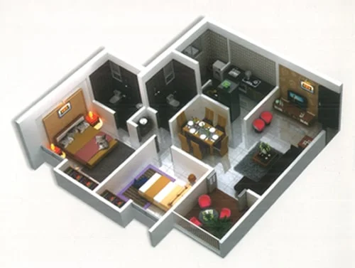 The Miracle Kiwale 2BHK Floorplan